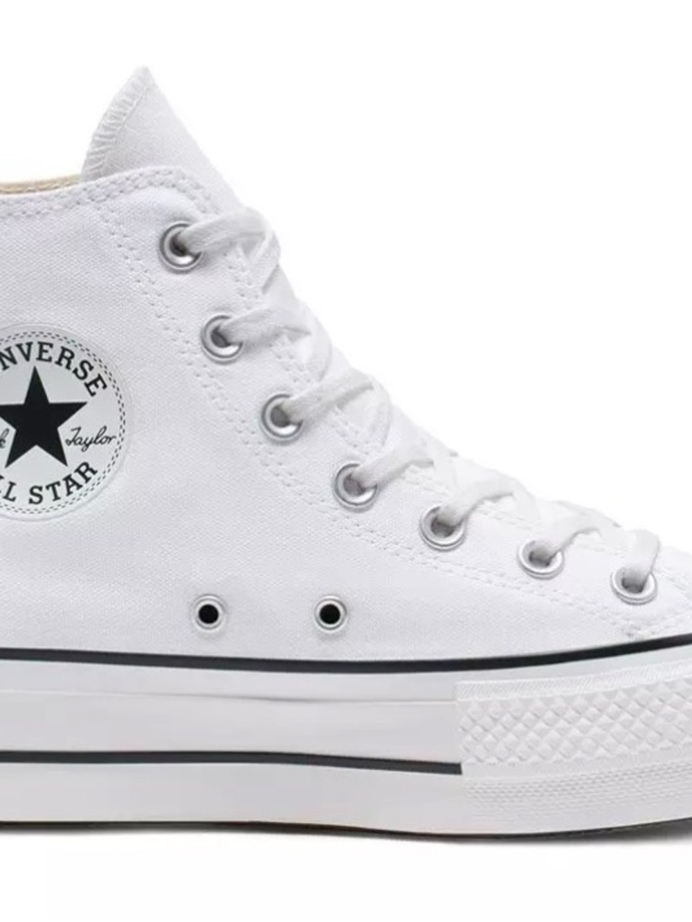 Converse High Top Platform Sneakers - White with Black Accent